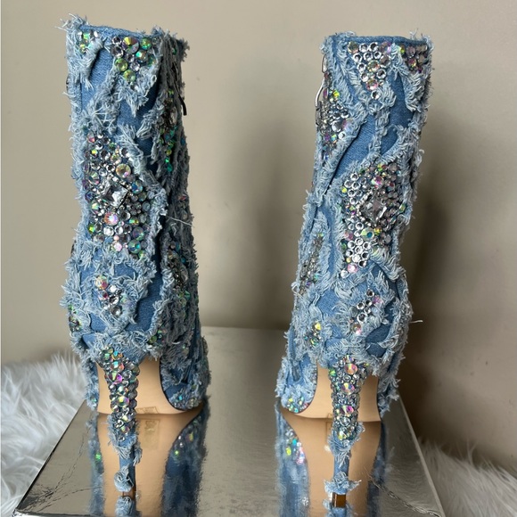 Denim Embellished Heel Bootie - Picture 6 of 7